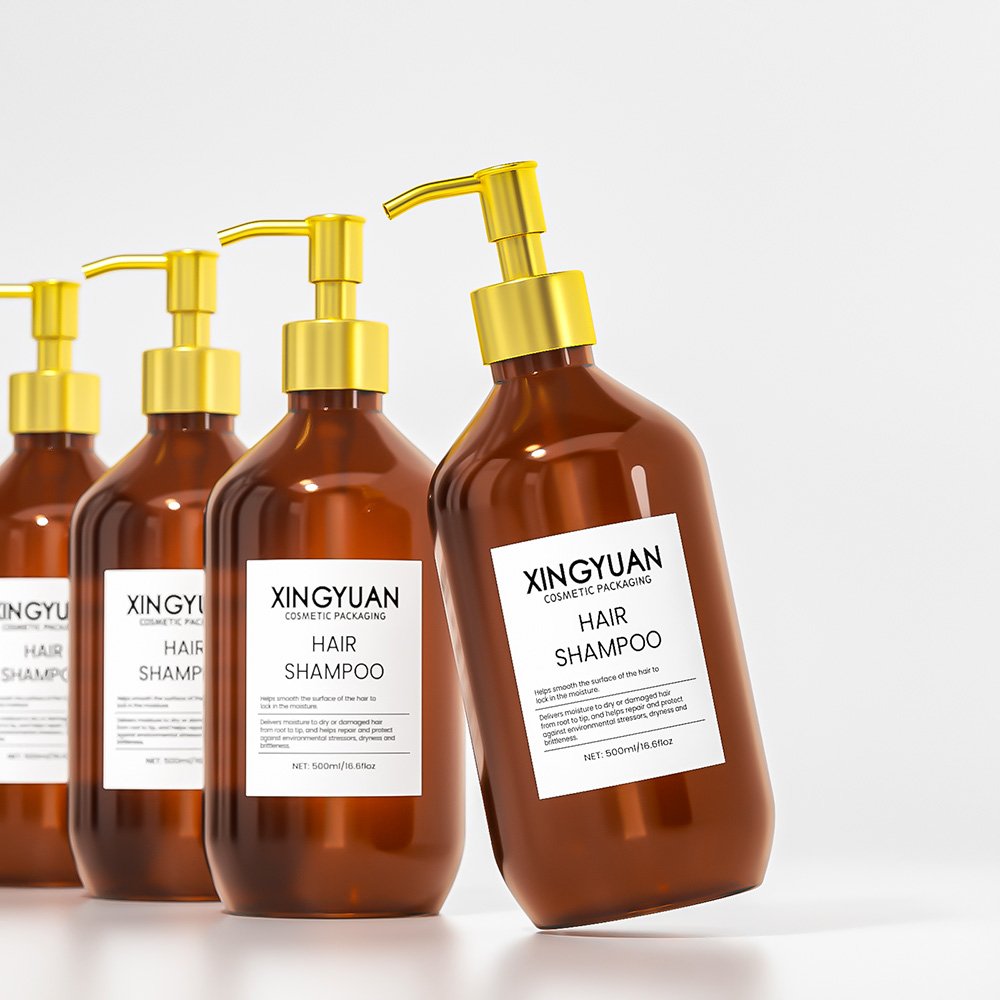 500ml shampoo bottle with golden pump