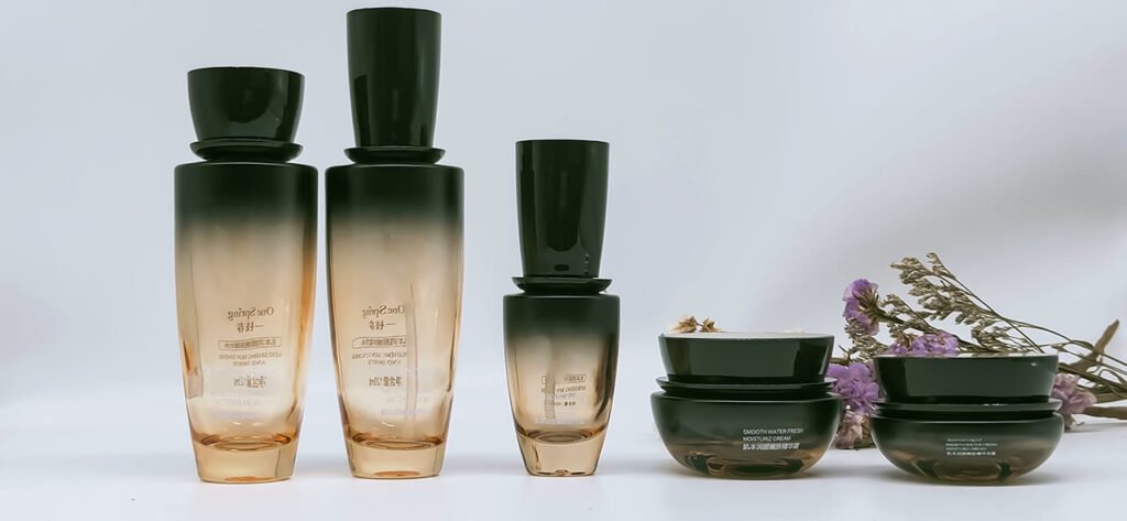 Glass cosmetic bottle set