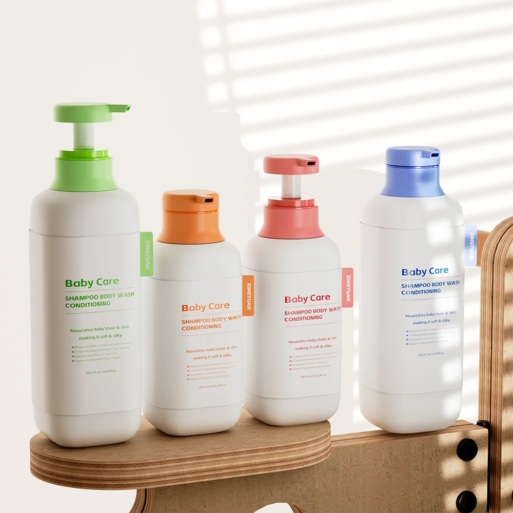 HDPE shampoo bottle with labels-5