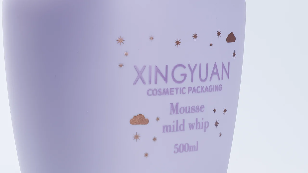 Detail of silk screen printing on plastic bottle