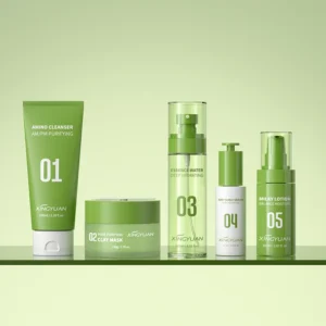 Green face care bottle set