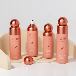 Cute cosmetic bottles with metallic lotion pump