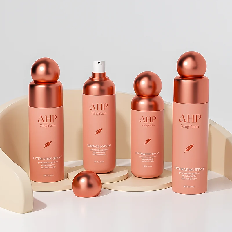 Cute cosmetic bottles with metallic lotion pump